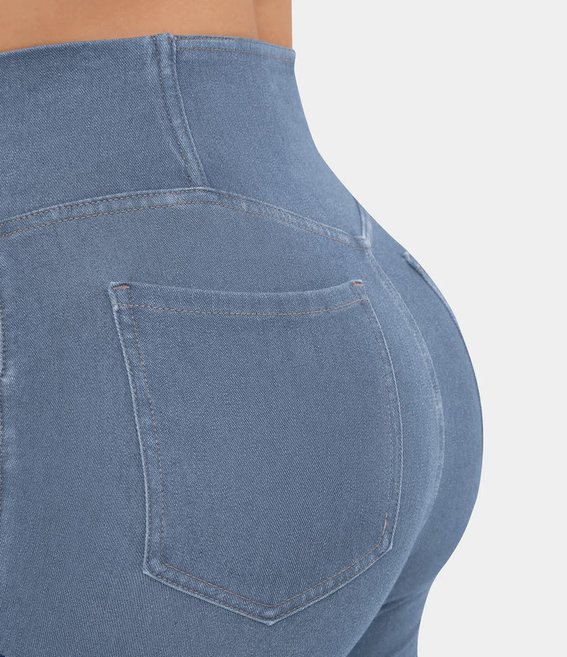 Calça Tipo Jeans Ajum de Cintura Alta Cruzada - Compre 1 LEVE 2 + Brinde Exclusivo